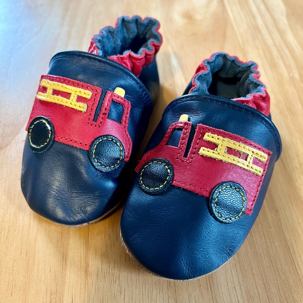 Fire Truck Themed Soft Sole Baby Boy Shoe - Infant Size 6-12 months